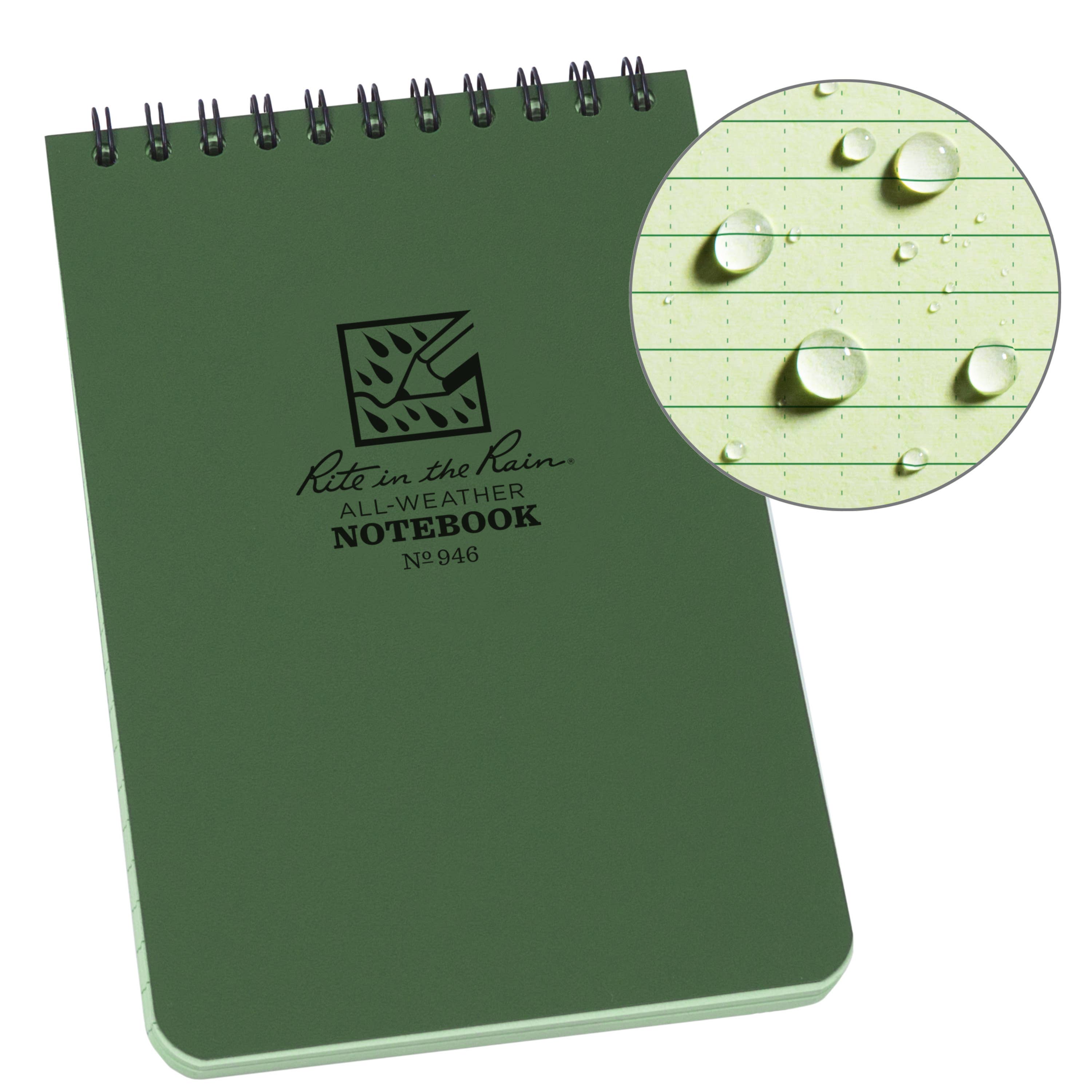 Rite in the Rain 4" x 6" Green Top-Spiral Notebook-DutchMills