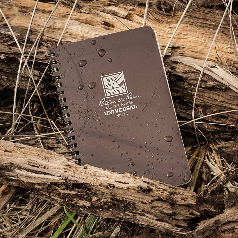 Rite in the Rain 4.625" x 7" Side Spiral Notebook, Brown-DutchMills