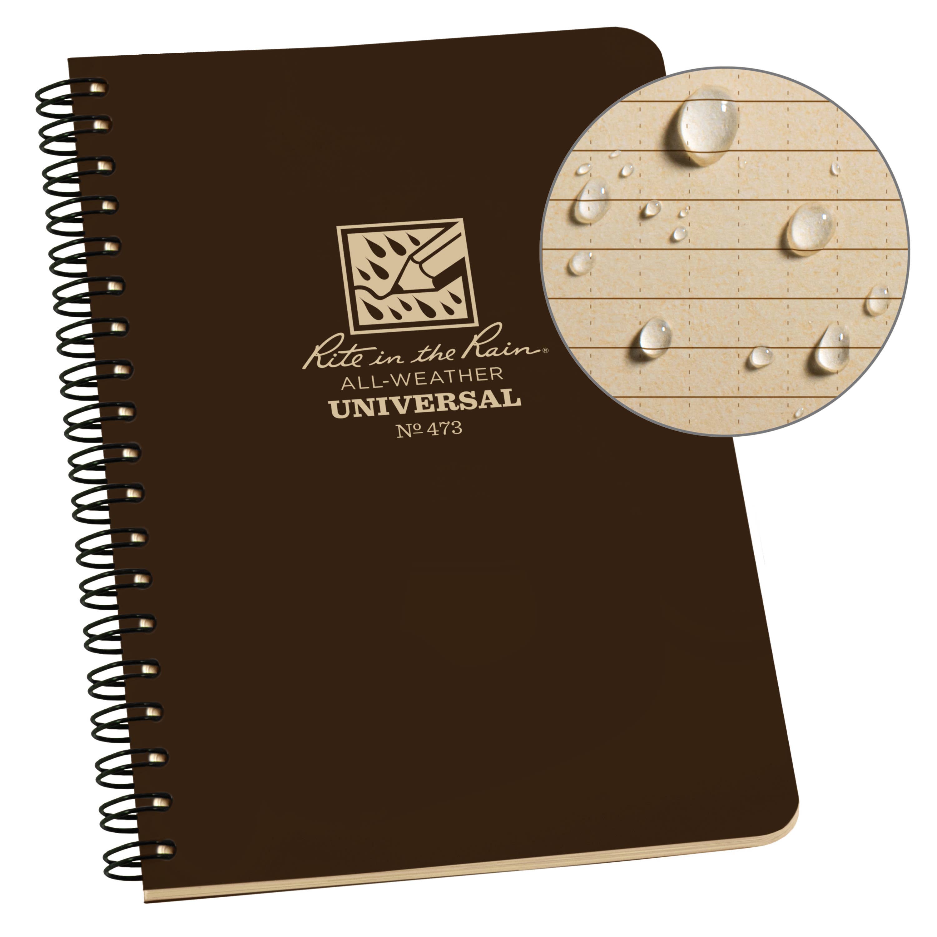 Rite in the Rain 4.625" x 7" Side Spiral Notebook, Brown-DutchMills