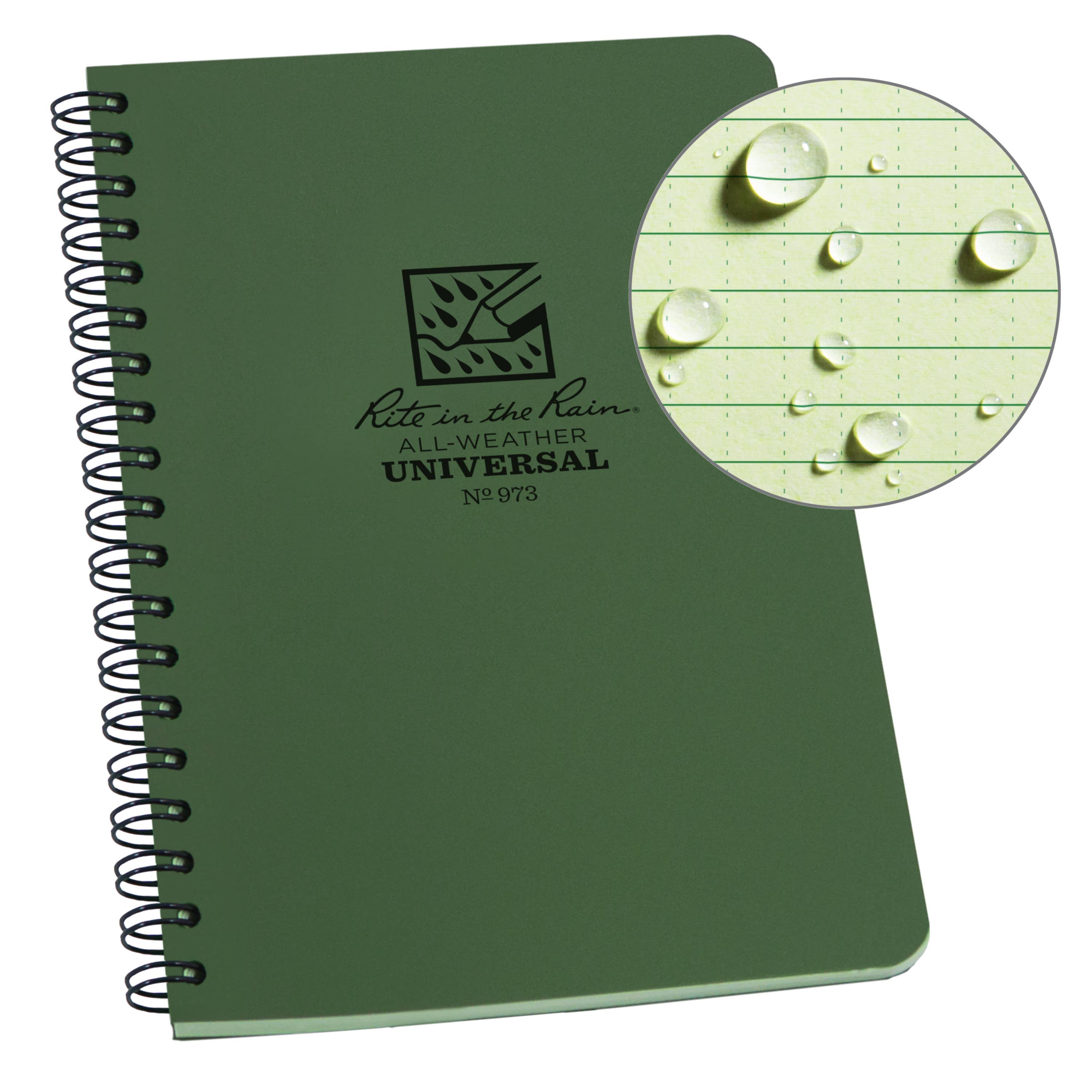 Rite in the Rain 4.625" x 7" Side Spiral Notebook, Green-DutchMills
