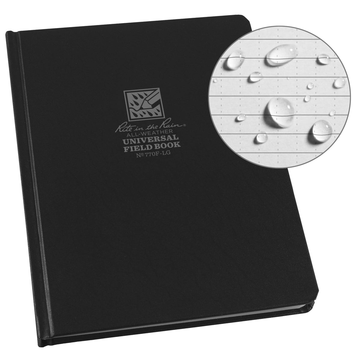 Rite in the Rain 6.75" x 8.75" Black Hard Cover Book-DutchMills