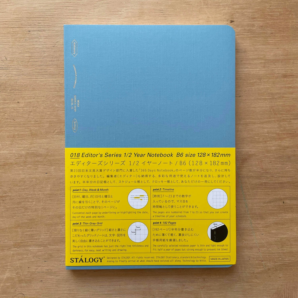 Stalogy - 1/2 Year Notebook - B6 Blue - Grid-Notitieboek-DutchMills