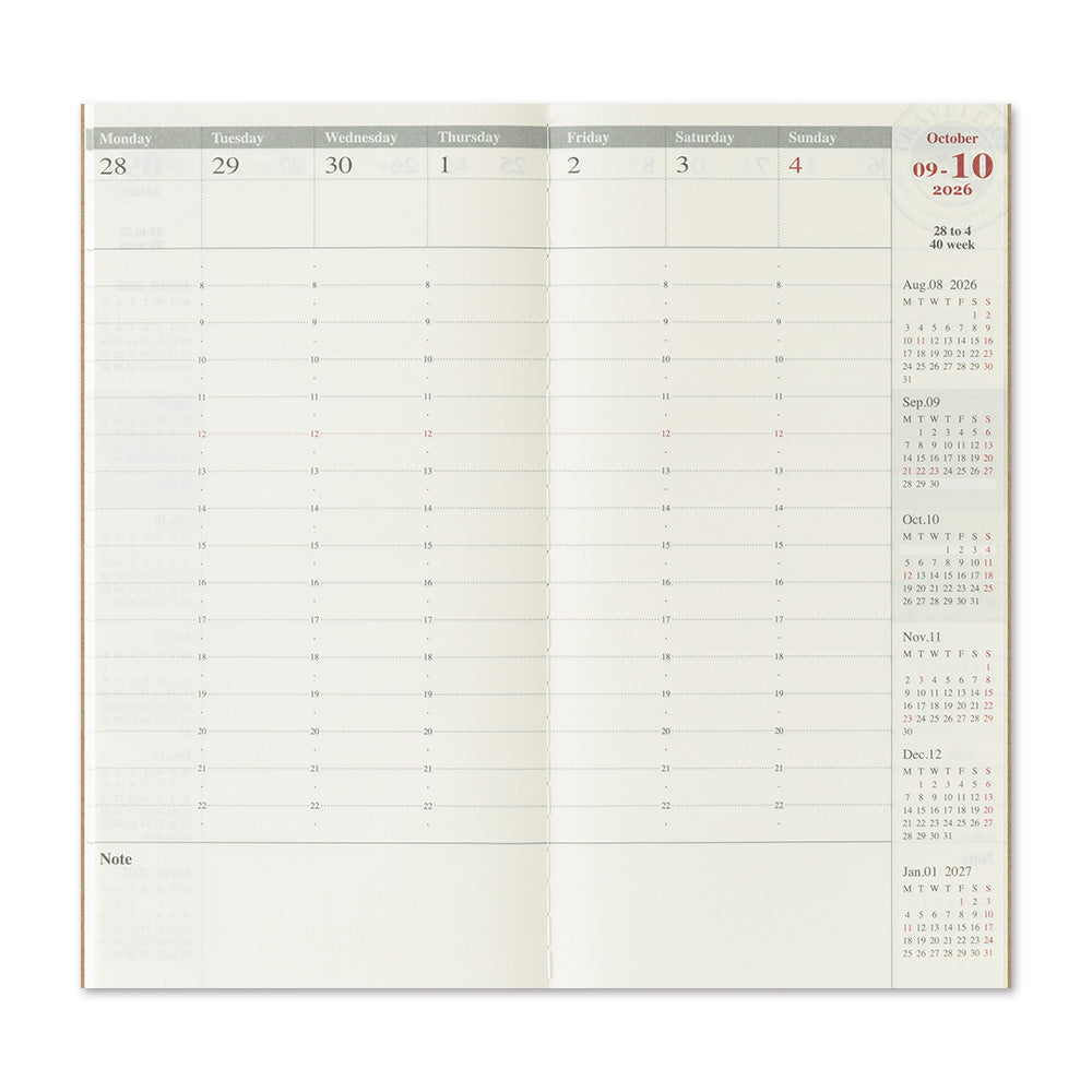 TRAVELER'S notebook - Diary 2026 Second Half - Weekly Vertical-Agenda-DutchMills