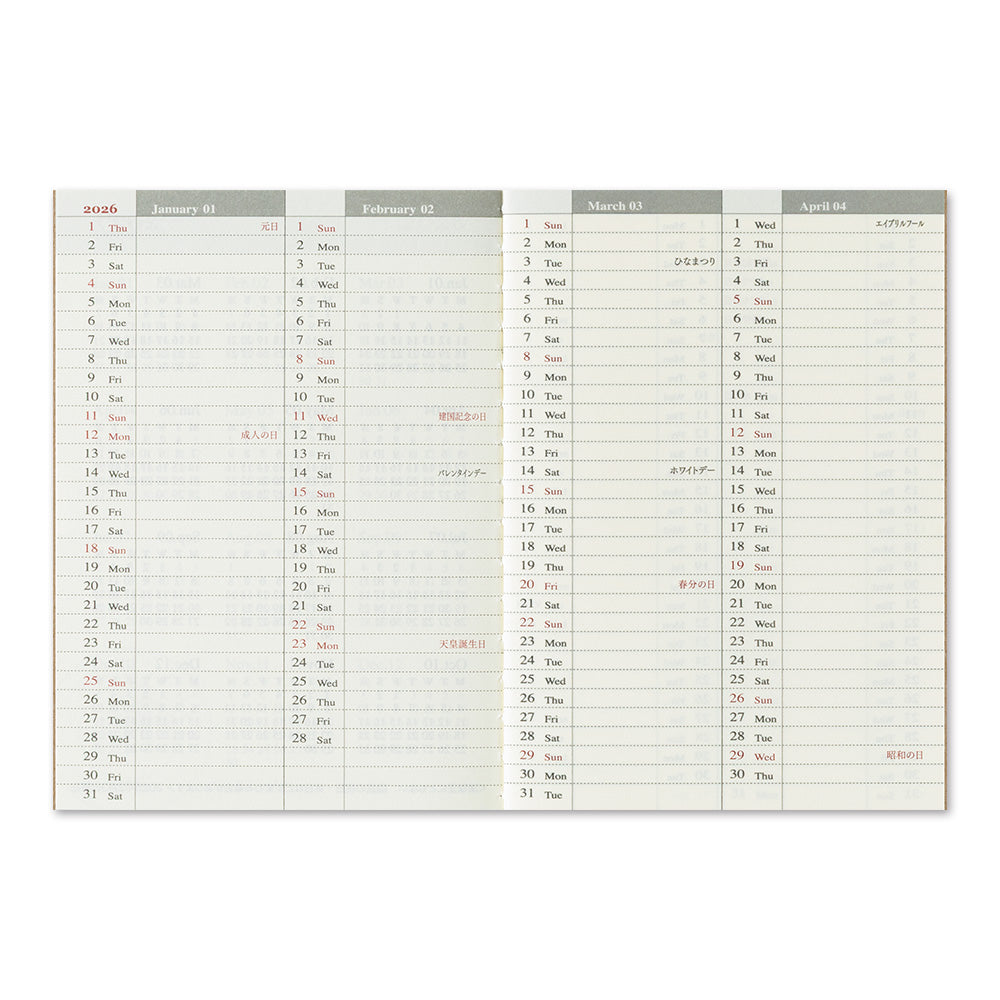 TRAVELER'S notebook - Diary 2026 Weekly Refill (Passport size)-Agenda-DutchMills