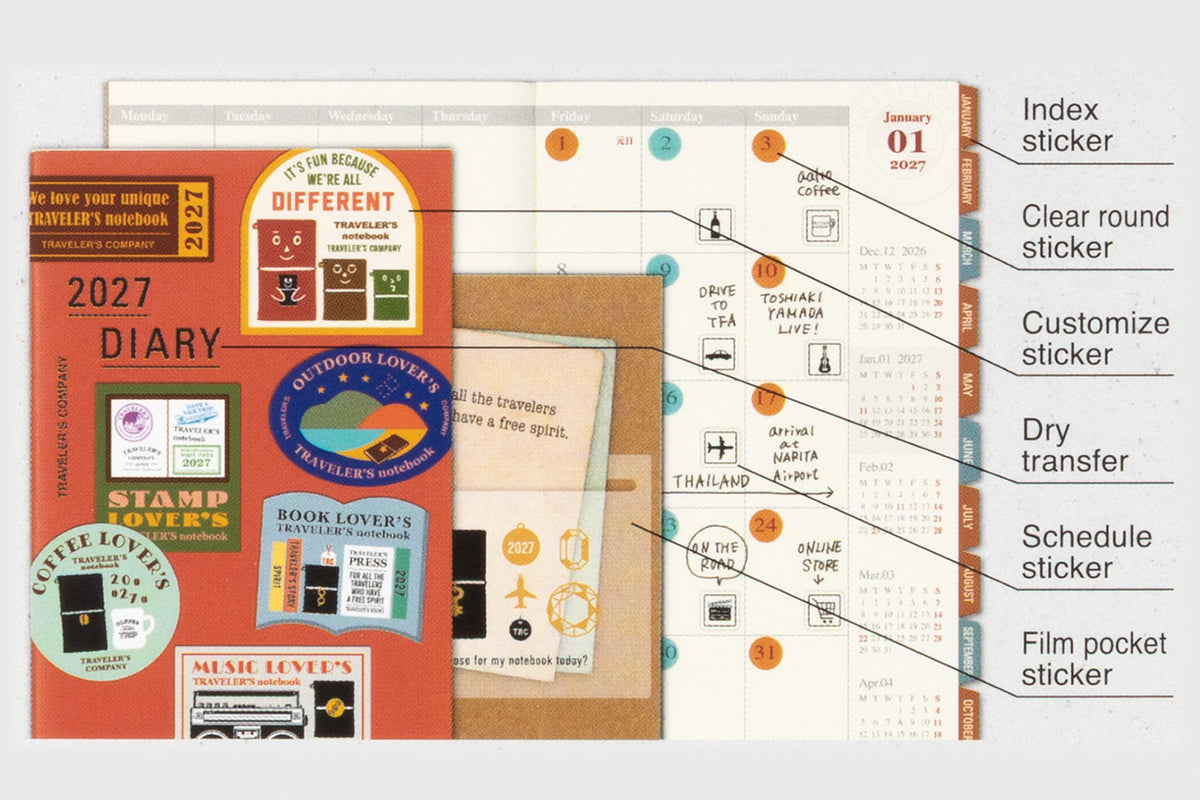 TRAVELER'S notebook - Diary 2027 Customized sticker set-Agenda-DutchMills