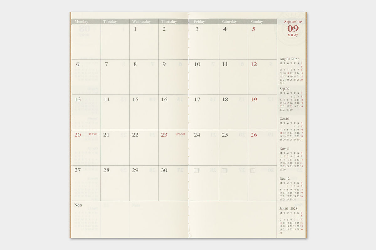 TRAVELER'S notebook - Diary 2027 Monthly Refill-Agenda-DutchMills