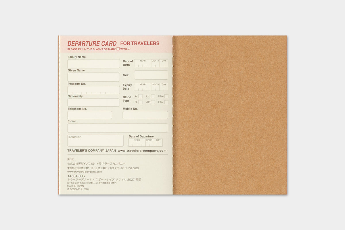 TRAVELER'S notebook - Diary 2027 Monthly Refill (Passport size)-Agenda-DutchMills
