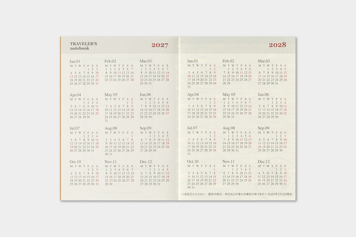 TRAVELER'S notebook - Diary 2027 Monthly Refill (Passport size)-Agenda-DutchMills