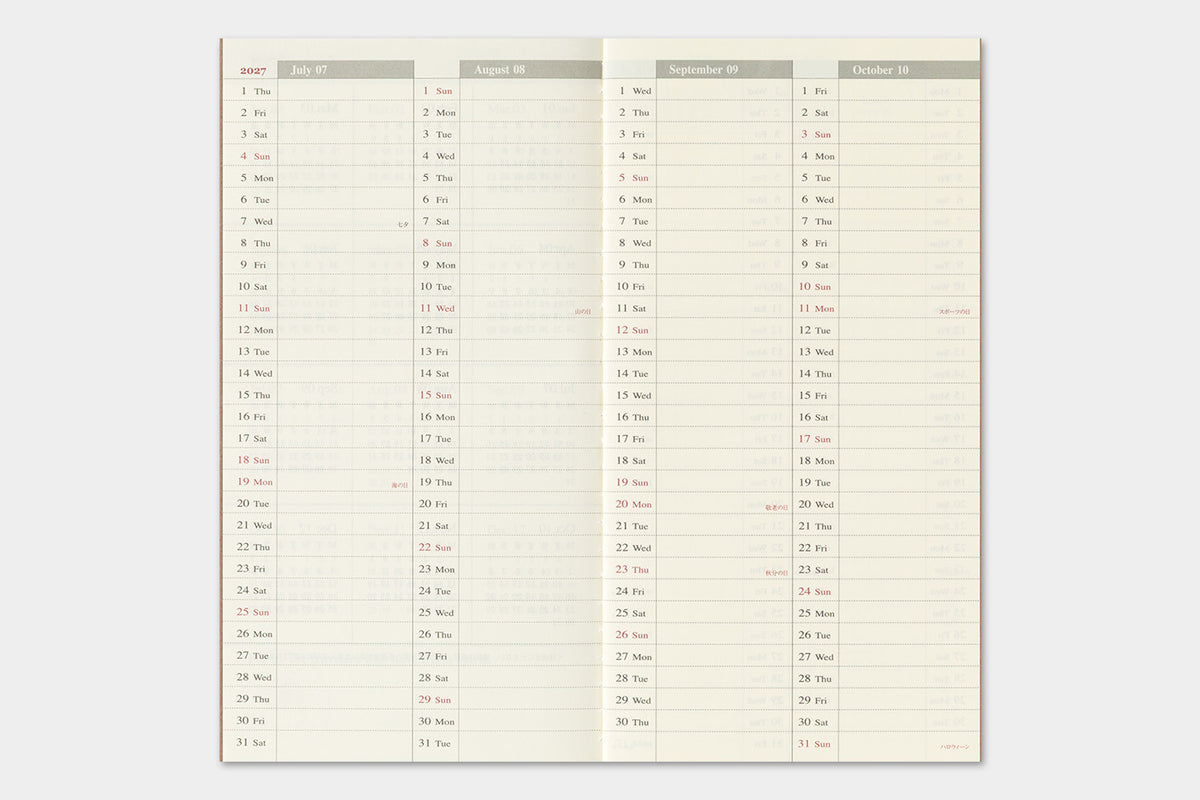 TRAVELER'S notebook - Diary 2027 Weekly + Memo Refill-Agenda-DutchMills
