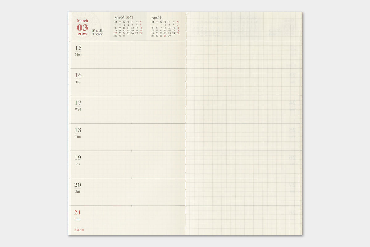 TRAVELER'S notebook - Diary 2027 Weekly + Memo Refill-Agenda-DutchMills