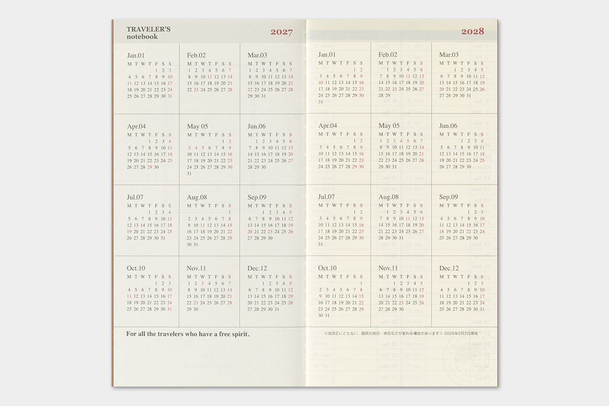 TRAVELER'S notebook - Diary 2027 Weekly + Memo Refill-Agenda-DutchMills