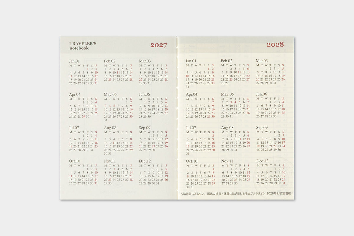 TRAVELER'S notebook - Diary 2027 Weekly Refill (Passport size)-Agenda-DutchMills