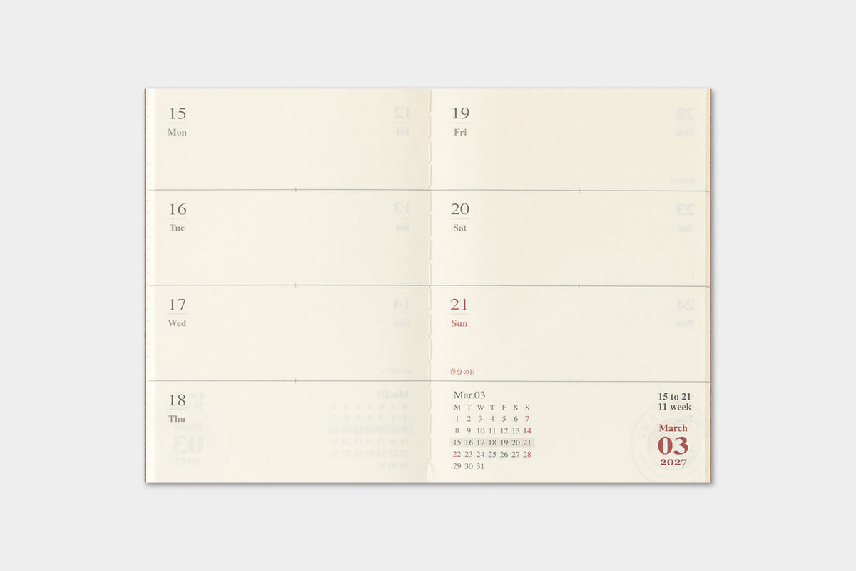 TRAVELER'S notebook - Diary 2027 Weekly Refill (Passport size)-Agenda-DutchMills