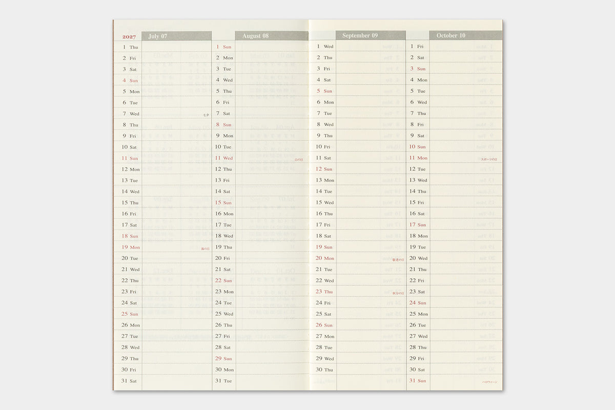 TRAVELER'S notebook - Diary 2027 Weekly + Vertical Refill-Agenda-DutchMills