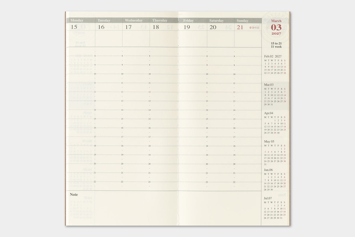 TRAVELER'S notebook - Diary 2027 Weekly + Vertical Refill-Agenda-DutchMills