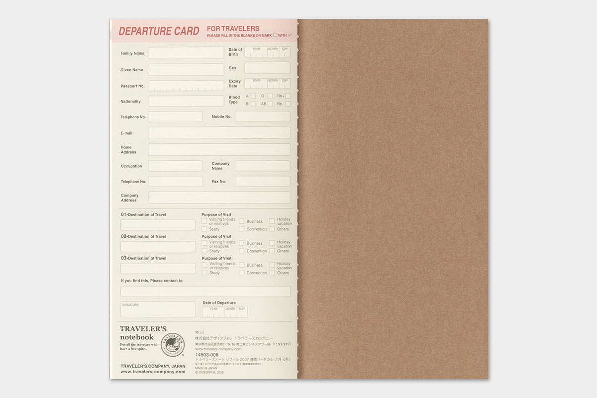 TRAVELER'S notebook - Diary 2027 Weekly + Vertical Refill-Agenda-DutchMills