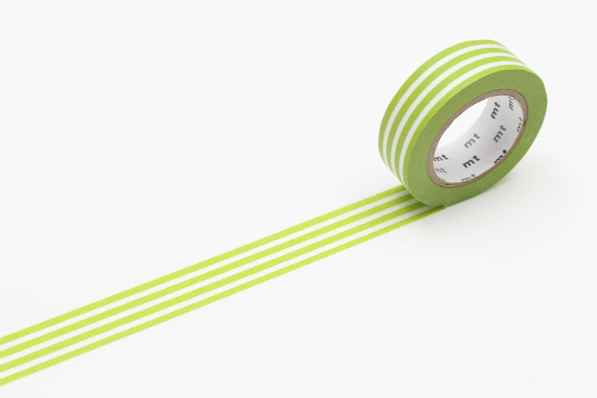 Washi Tape - white with green stripes / mt basic MT01D388RZ-DutchMills