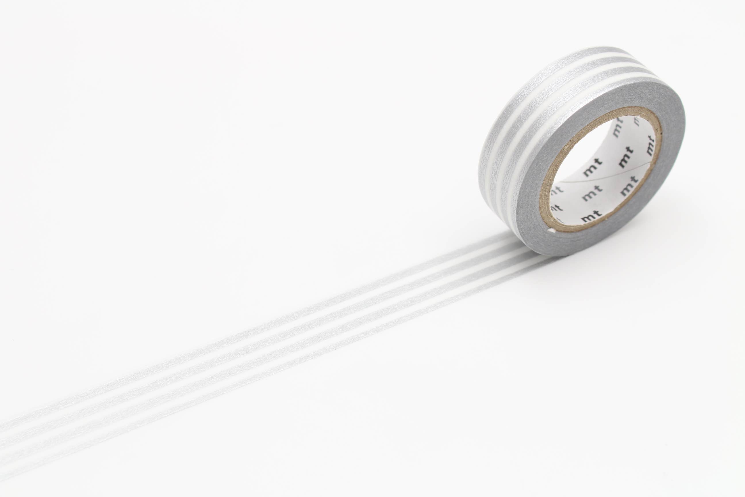 Washi Tape - white with silver stripes / MT01D391RZ-DutchMills