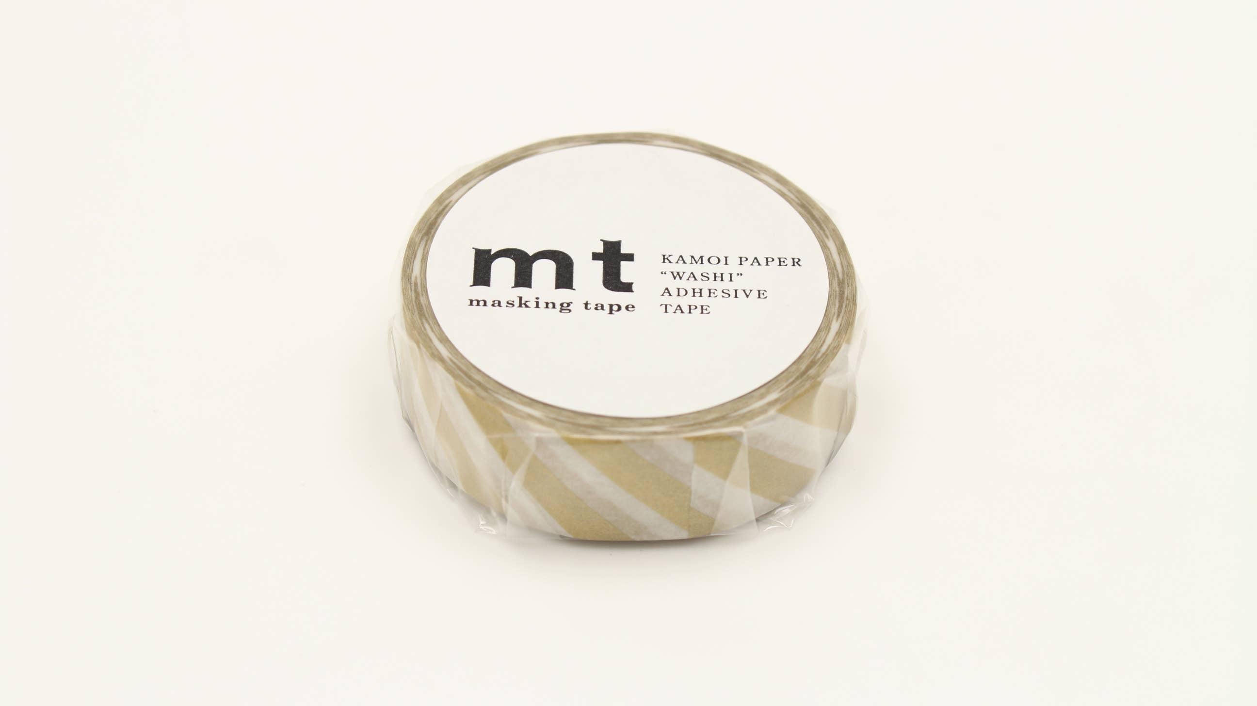 Washi Tape - white with golden stripes mt basic MT01D377RZ-DutchMills