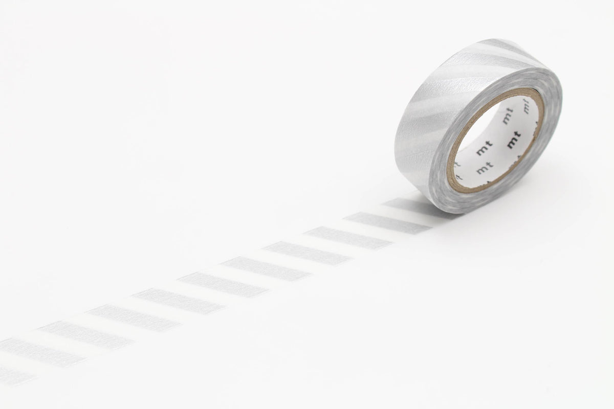 Washi Tape - white with silver stripes MT01D378RZ-DutchMills