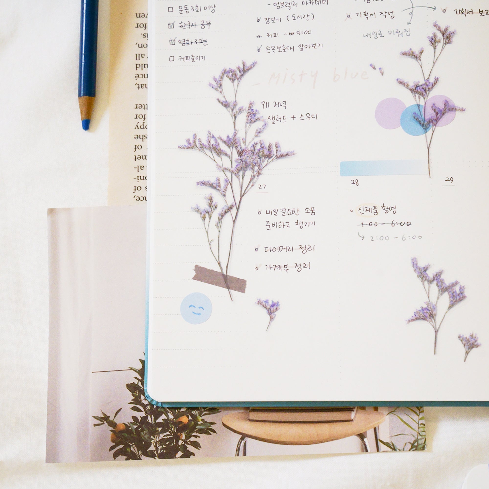Appree - Pressed Flower Sticker - Misty Blue-Sticker-DutchMills