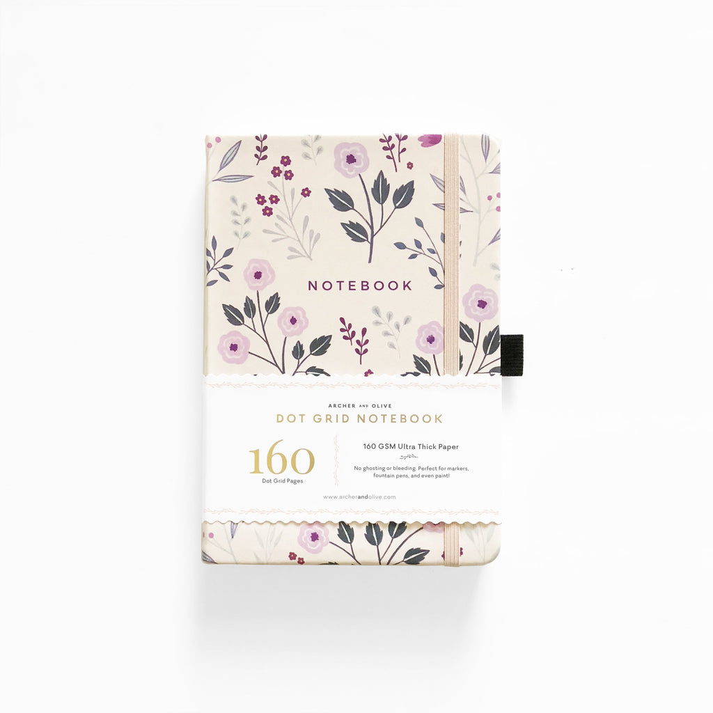 Archer & Olive - A5 Painted Flowers Dot Grid Notebook-Notitieboek-DutchMills