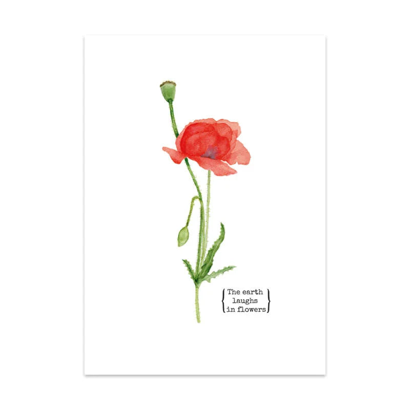 Caroline Vieira - Klaproos/Poppy kaart met tekst-Kaart-DutchMills
