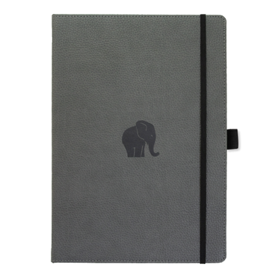 Dingbats* - A4+ Wildlife Grey Elephant Notebook - Dotted-Notitieboek-DutchMills