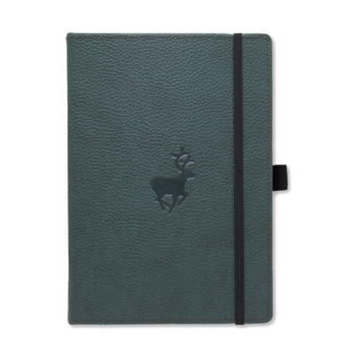 Dingbats* - A5+ Wildlife Green Deer Notebook - Dotted-Notitieboek-DutchMills