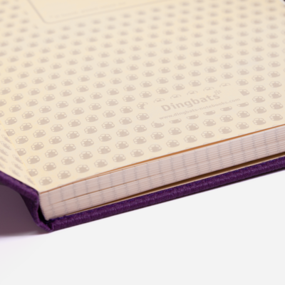Dingbats A5+ Wildlife Purple Hippo Notebook Dotted Inside Front