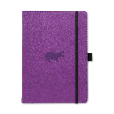 Dingbats* - A5+ Wildlife Purple Hippo Notebook - Dotted-Notitieboek-DutchMills