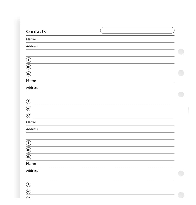 Filofax - Contacts - A5 Organiser-Refill Organiser-DutchMills