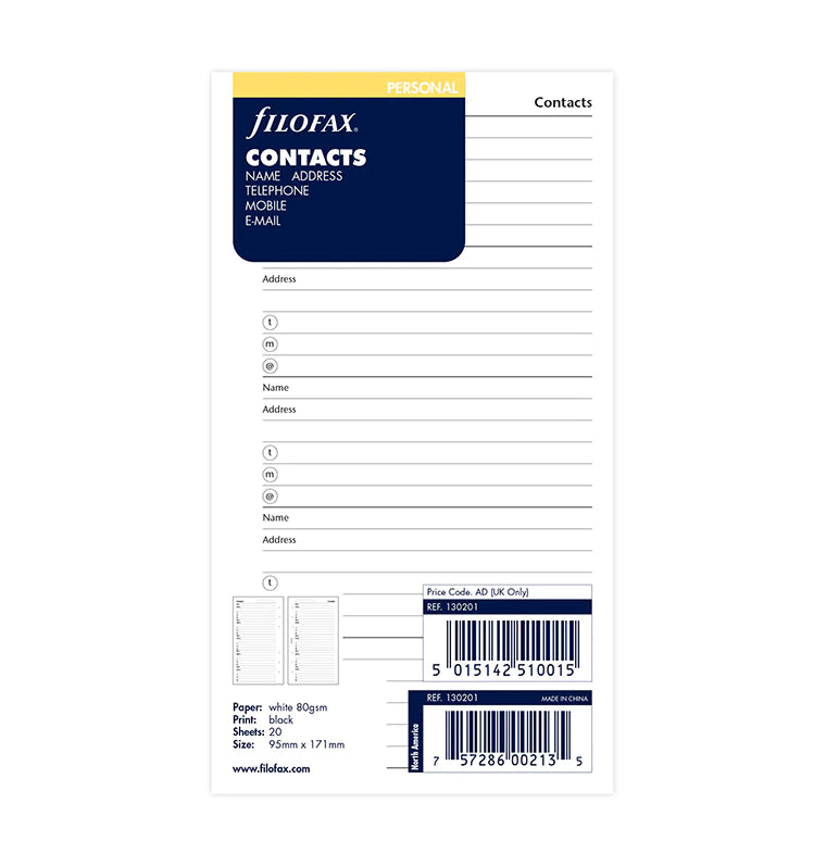 Filofax - Contacts - Personal-Sticker-DutchMills