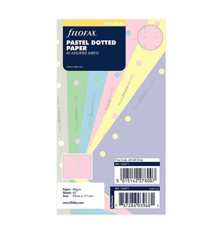 Filofax - Dotted Notepaper Pastels - Personal Organiser Refill-Refill Organiser-DutchMills