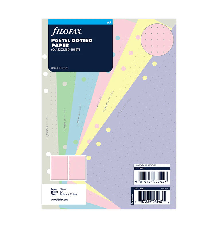 Filofax - Dotted Paper - Pastels - A5 Organiser Refill-Refill Organiser-DutchMills