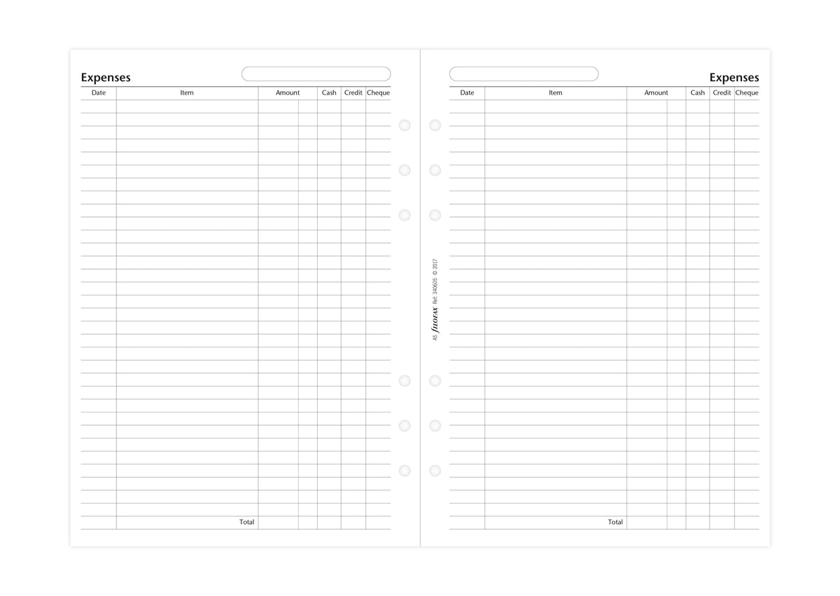 Filofax - Expenses - A5 Organiser Refill-Refill Organiser-DutchMills