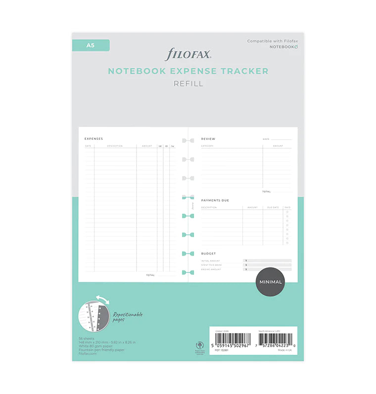 Filofax - Minimal Expense Tracker - A5 Notebook-Refill Notebook-DutchMills