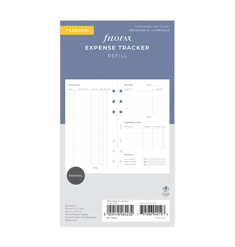 Filofax - Minimal Expense Tracker - Personal-Refill-DutchMills