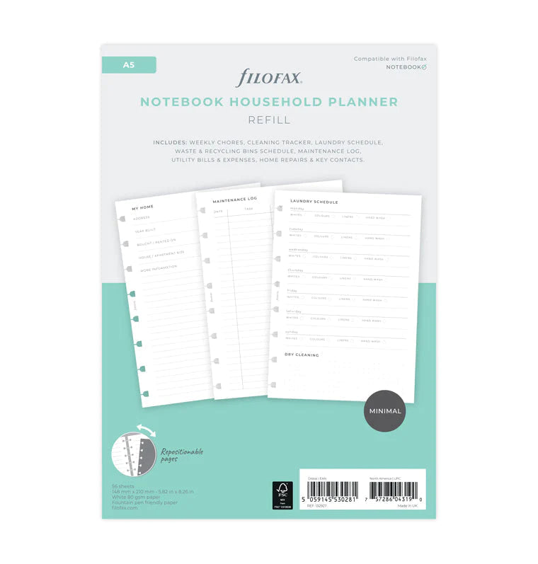 Filofax - Minimal Household Planner - A5 Notebook-Refill Notebook-DutchMills