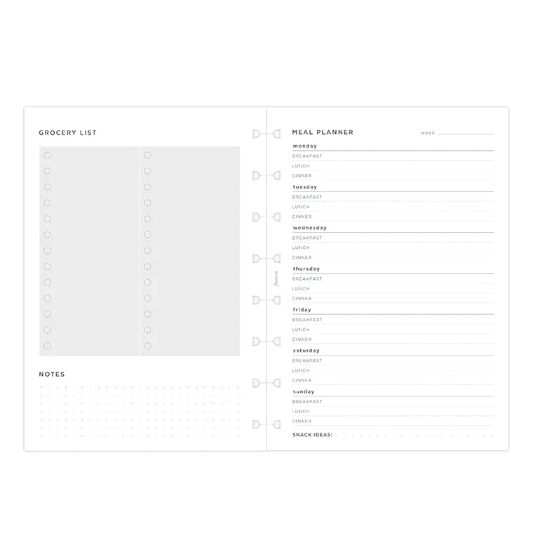 Filofax - Minimal Meal Planner - A5 Notebook Refill-Refill Notebook-DutchMills
