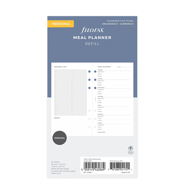 Filofax - Minimal Meal Planner - Personal-Refill-DutchMills