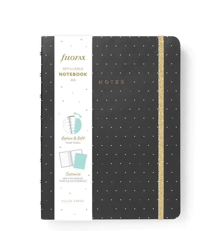 Filofax - Notebook A5 - Moonlight - Black-Notitieboek-DutchMills