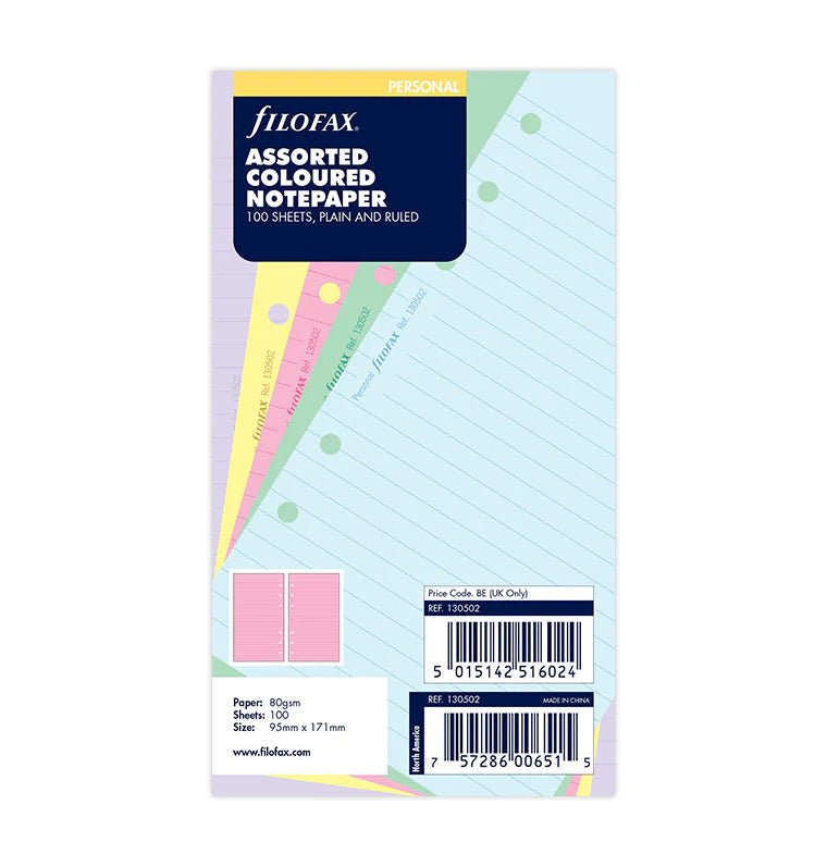 Filofax - Assorted Colours - Ruled and Plain - Personal-Refill-DutchMills
