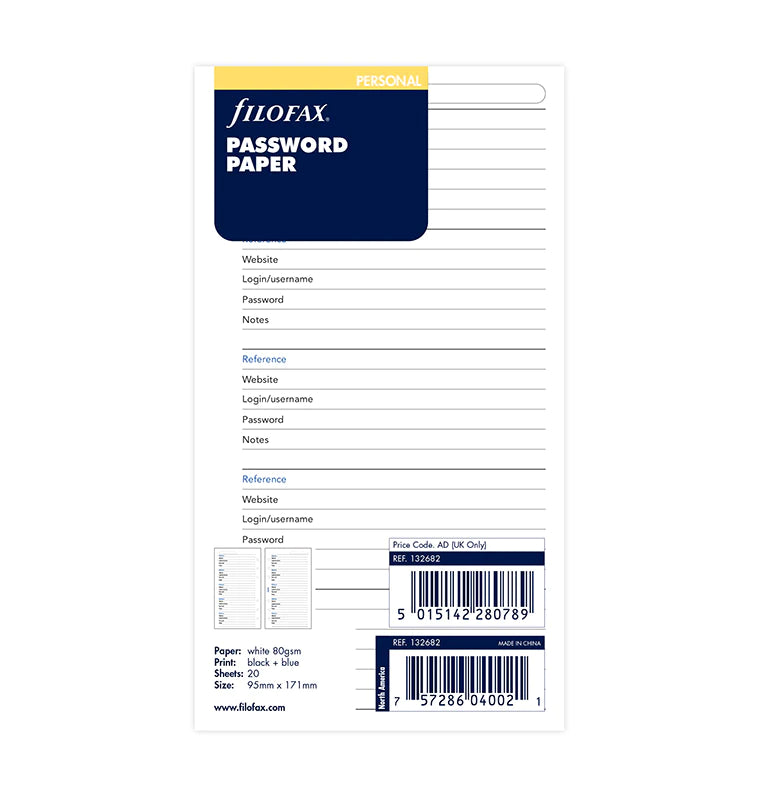 Filofax - Password Paper - Personal-Refill-DutchMills