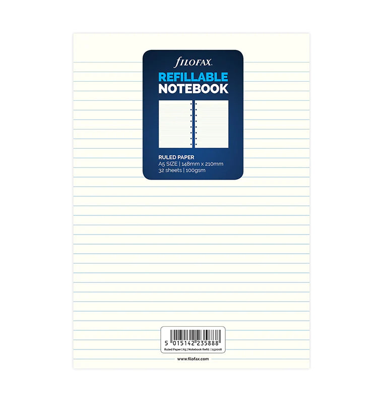 Filofax - Ruled Notepaper White - A5 Notebook Refill-Refill Notebook-DutchMills