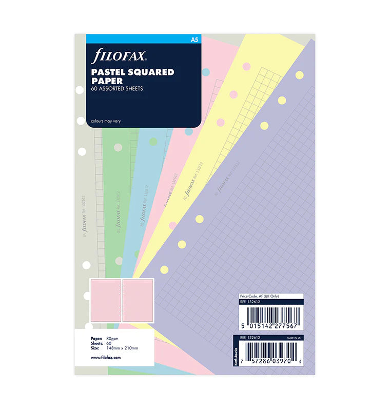Filofax - Squared Paper Pastels - A5 Organiser Refill-Refill Organiser-DutchMills