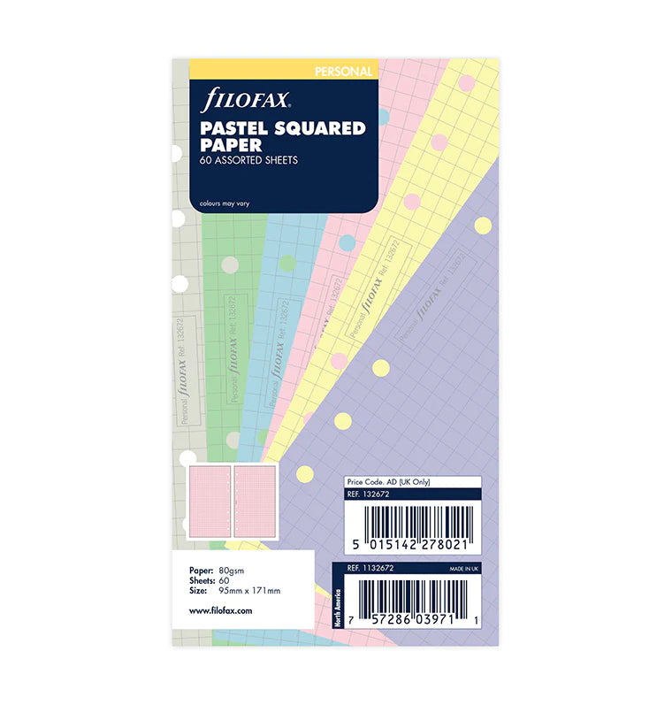 Filofax - Squared Notepaper - Pastels - Personal-Refill-DutchMills