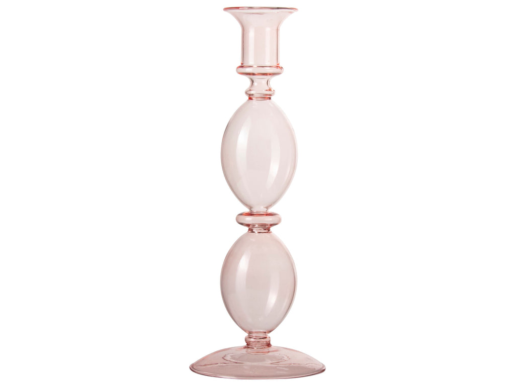 Gusta - Kandelaar Glas Roze-Kandelaar-DutchMills