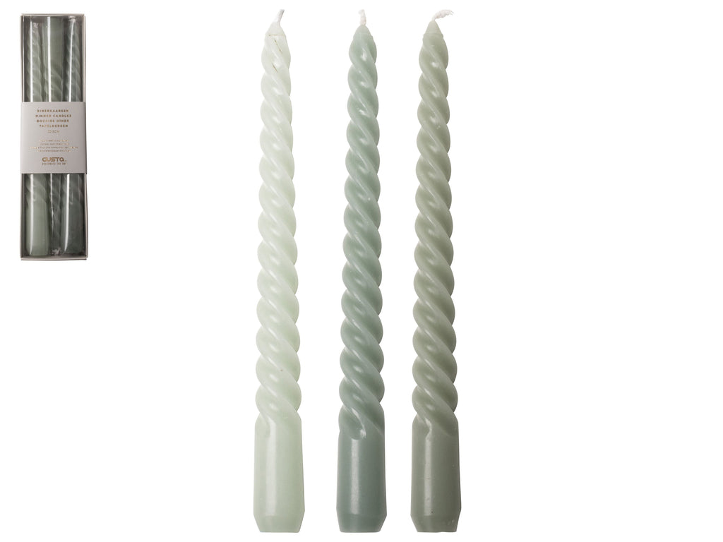 Gusta - Swirl Dinerkaarsen Groen-Kaars-DutchMills