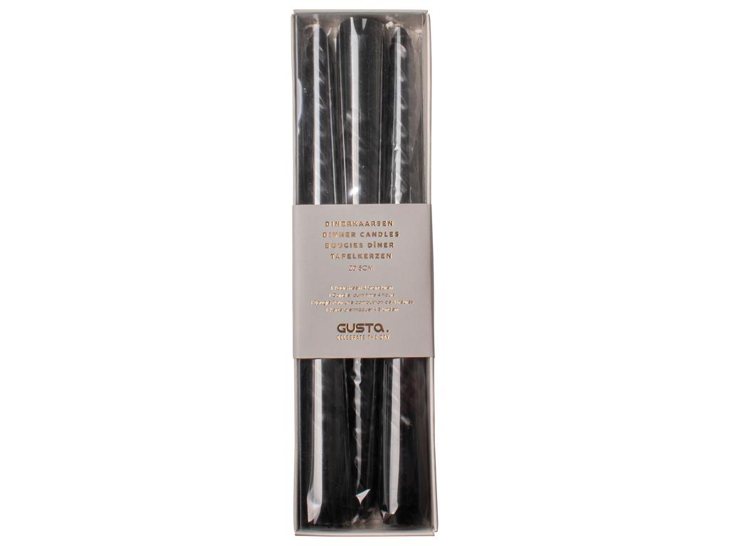 Gusta - Swirl Dinerkaarsen - 25cm - Zwart-Kaars-DutchMills